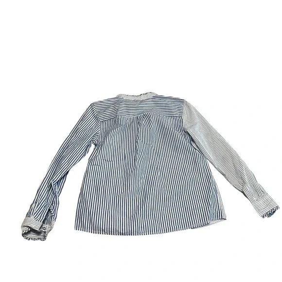 Charter Club Blue Striped Blouse with Floral Embroidery - Picture 2 of 5